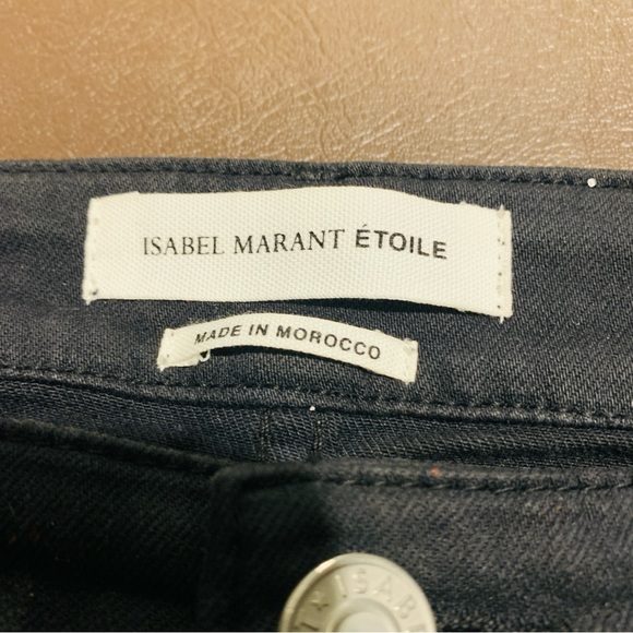 Isabel Marant Etoile Ennet Paint Splatter Slim Straight Jeans Black (8)40x27 - Picture 11 of 11